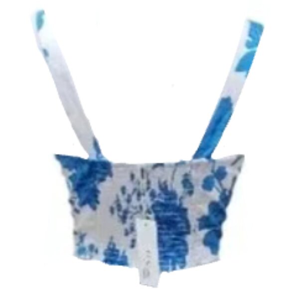 Brand New C by One Blue Floral Crop Top - Picture 2 of 5